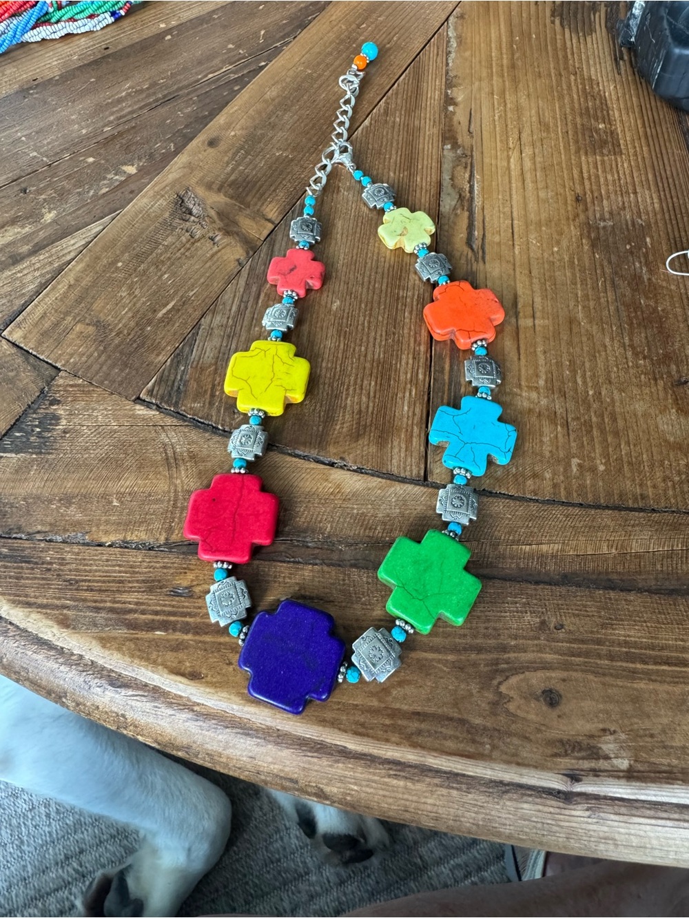 Colorful Cross-Shape Statement Necklace